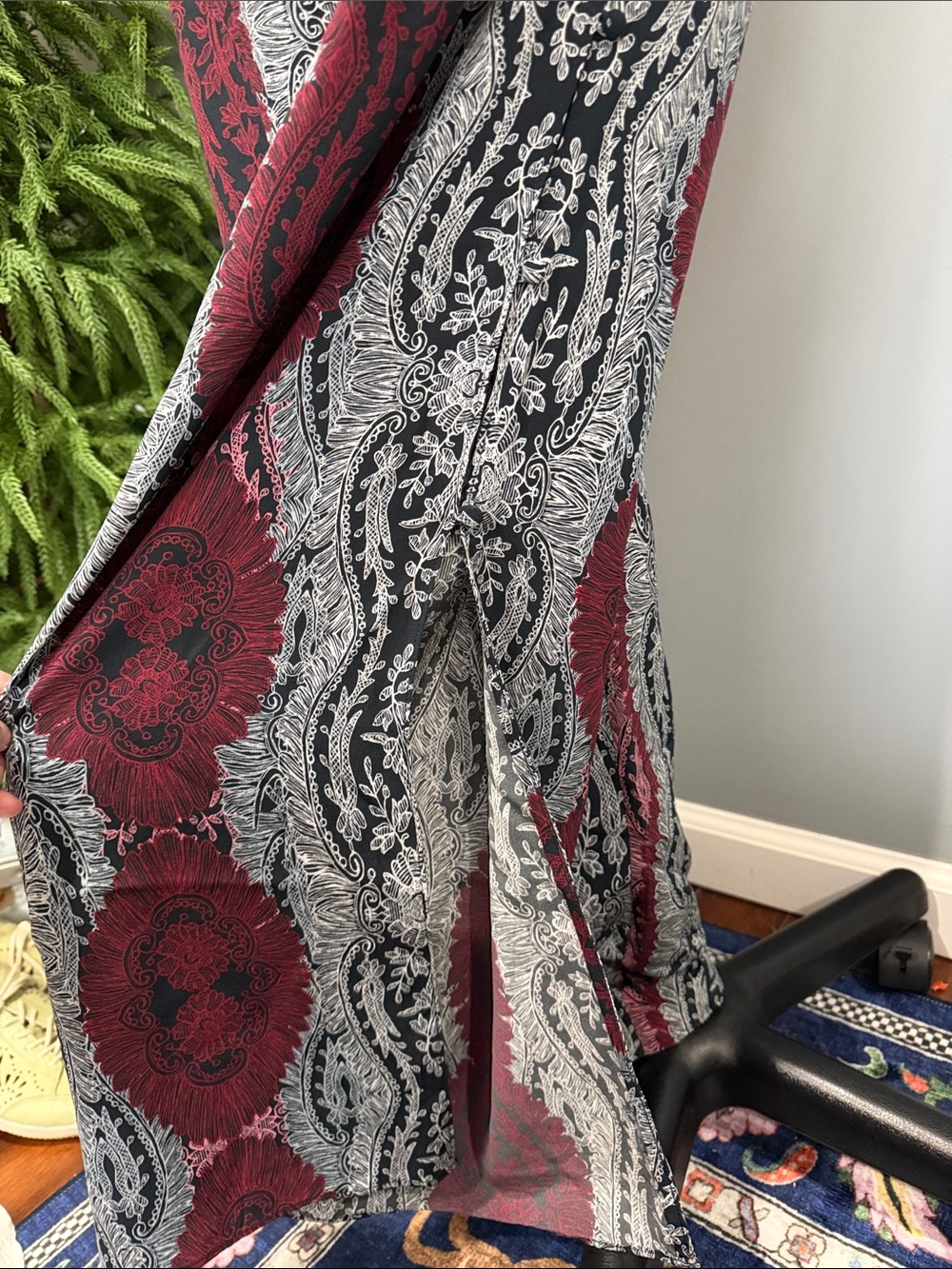 INTERMIX Boho Split Leg Wide Pants Paisley Print Small (P) - Picture 2 of 12